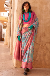 PURE HANDLOOM GEORGETTE WITH WEAVING BORDER & DIGITAL PRINT SAREE